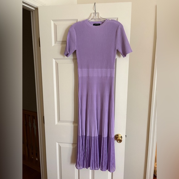 Ann Taylor Lilac Pleated Knit Midi Dress - Picture 6 of 6